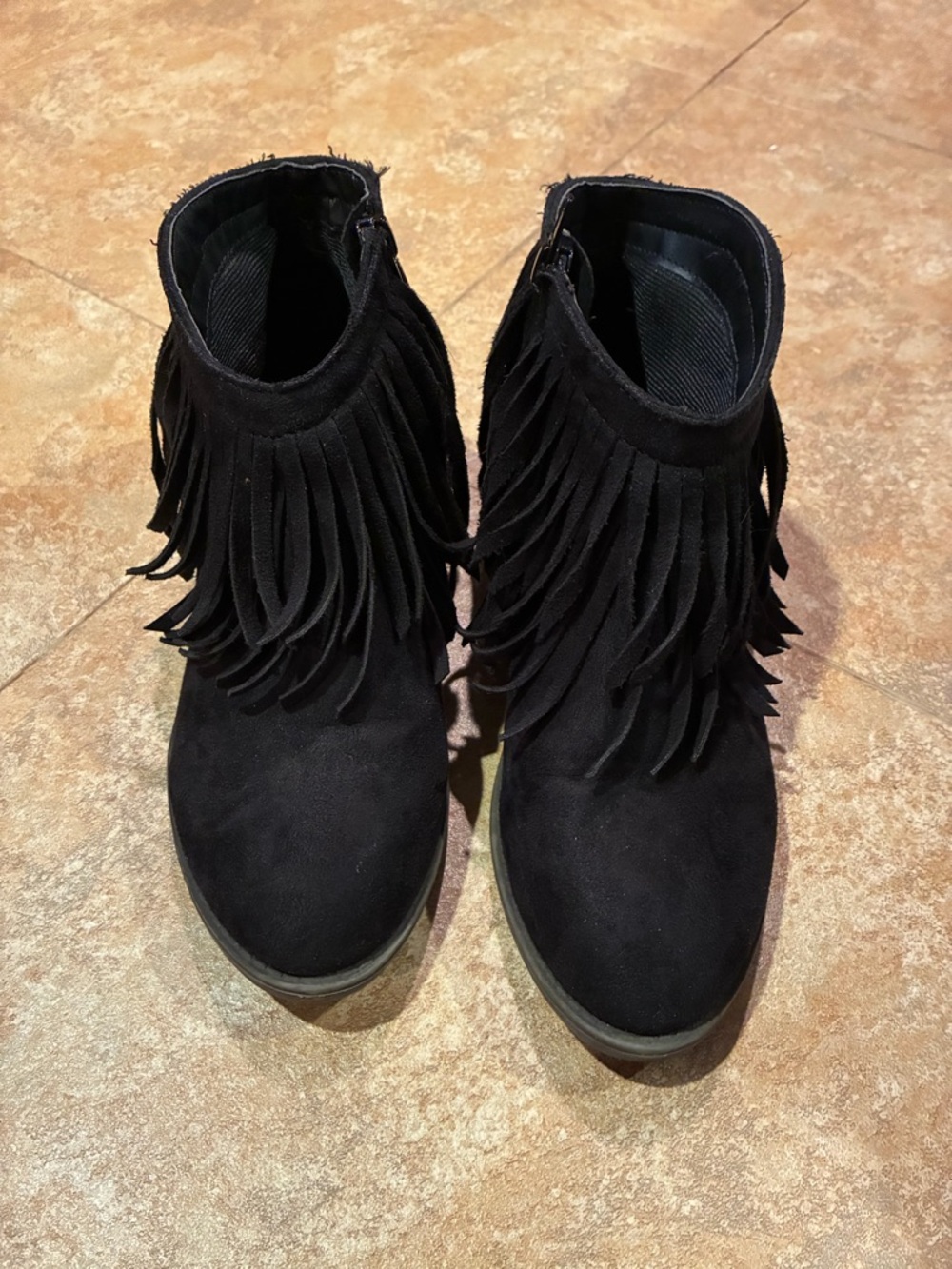 Charlotte Russe Black Fringe Suede Ankle Booties